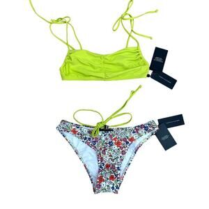 Tommy Hilfiger 2 PC Bikini Set Floral Triangle Top & Swim Bottom Small NWt